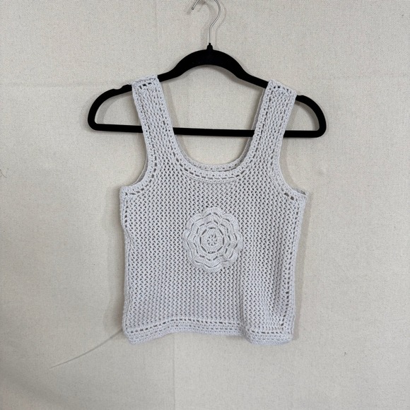 Jessica Simpson Tops - Jessica Simpson Womens Crochet Tank Top Ivory Floral Boho Knit Medium STX210910